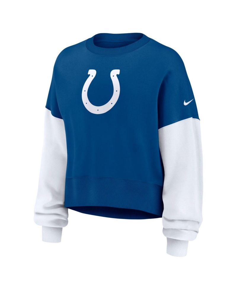 Women's Royal Indianapolis Colts Oversized Color-Block Pullover Sweatshirt