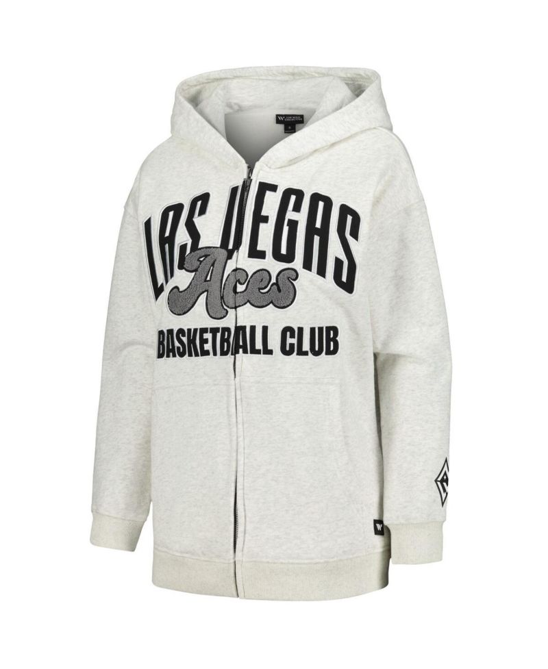 Women's Heather Gray Las Vegas Aces Washed Full-Zip Hoodie