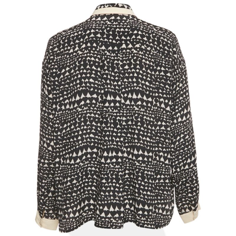 Women's Monochrome Heart Print Silk Full Sleeves Blouse