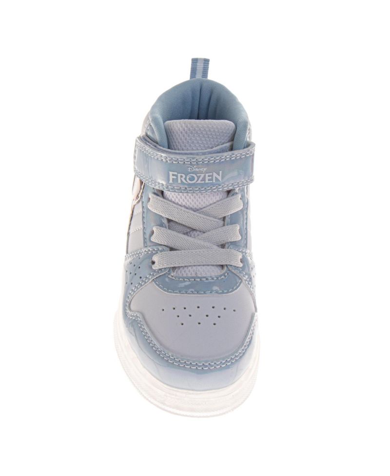 Big Girls Frozen Anna and Elsa Light-Up High-Top Sneakers with Hook and Loop Closure