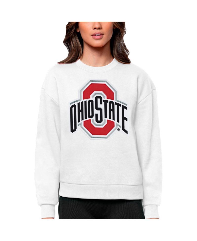 Women's White Ohio State Buckeyes Victory Crewneck Pullover Sweatshirt