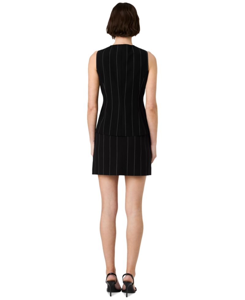 Women's Wide Pinstripe Suiting Sleeveless Peplum Top