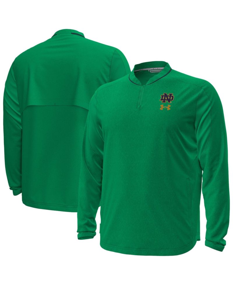 Men's Green Notre Dame Fighting Irish 2026 Sideline Motivate Woven Quarter-Zip Long Sleeve Pullover