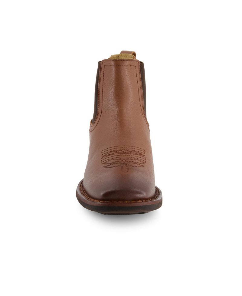 Men's Genuine Leather Chelsea Boot Western Style with elastic shaft