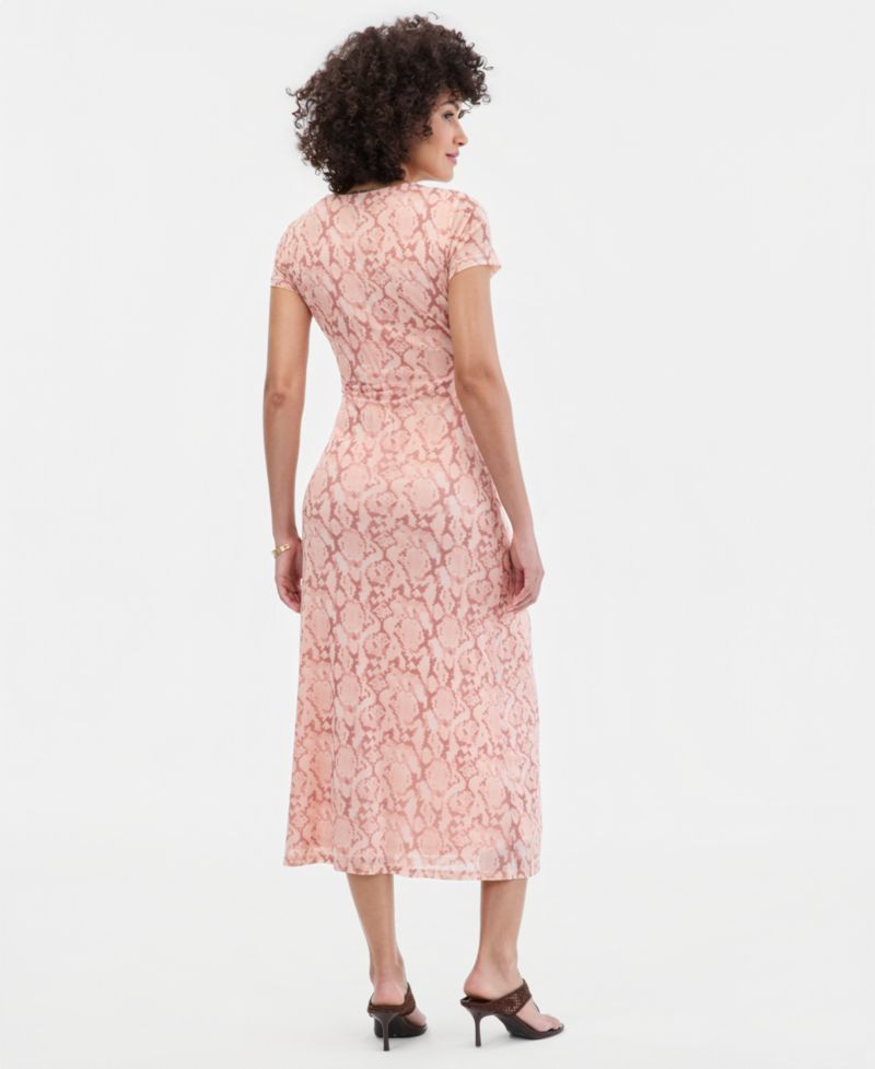 Women's Short-Sleeve Mesh Midi Dress