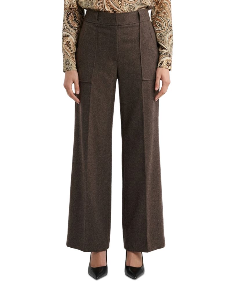 Women's Natalie Wide-Leg High-Waisted Pleated Wool-Blend Pants