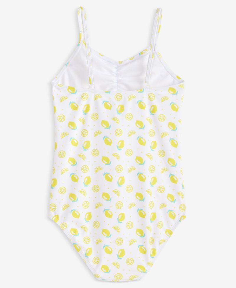 Girls' XS-XL Lemon-Print Cutout One-Piece Swimsuit