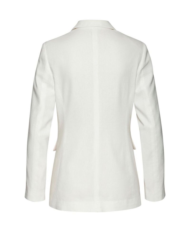 Women's Crochet Detail Linen with Pockets Blazer
