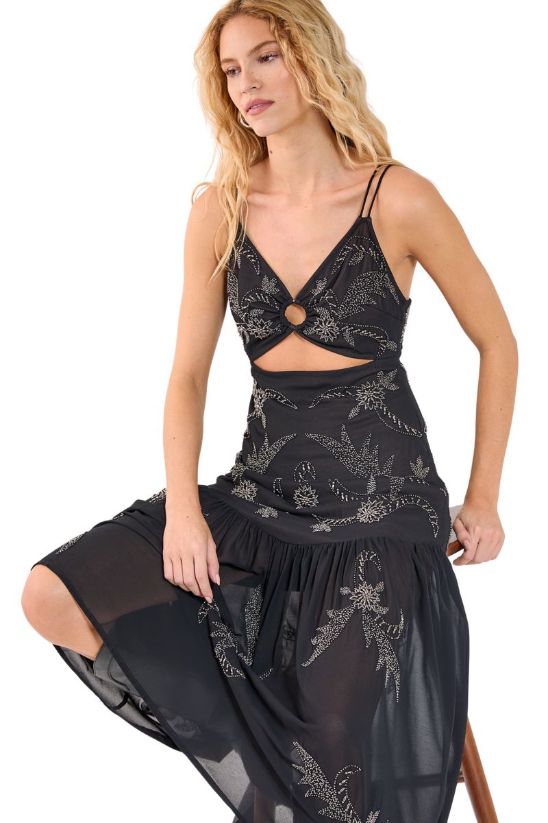 Ring Cut Out Volume Maxi Dress