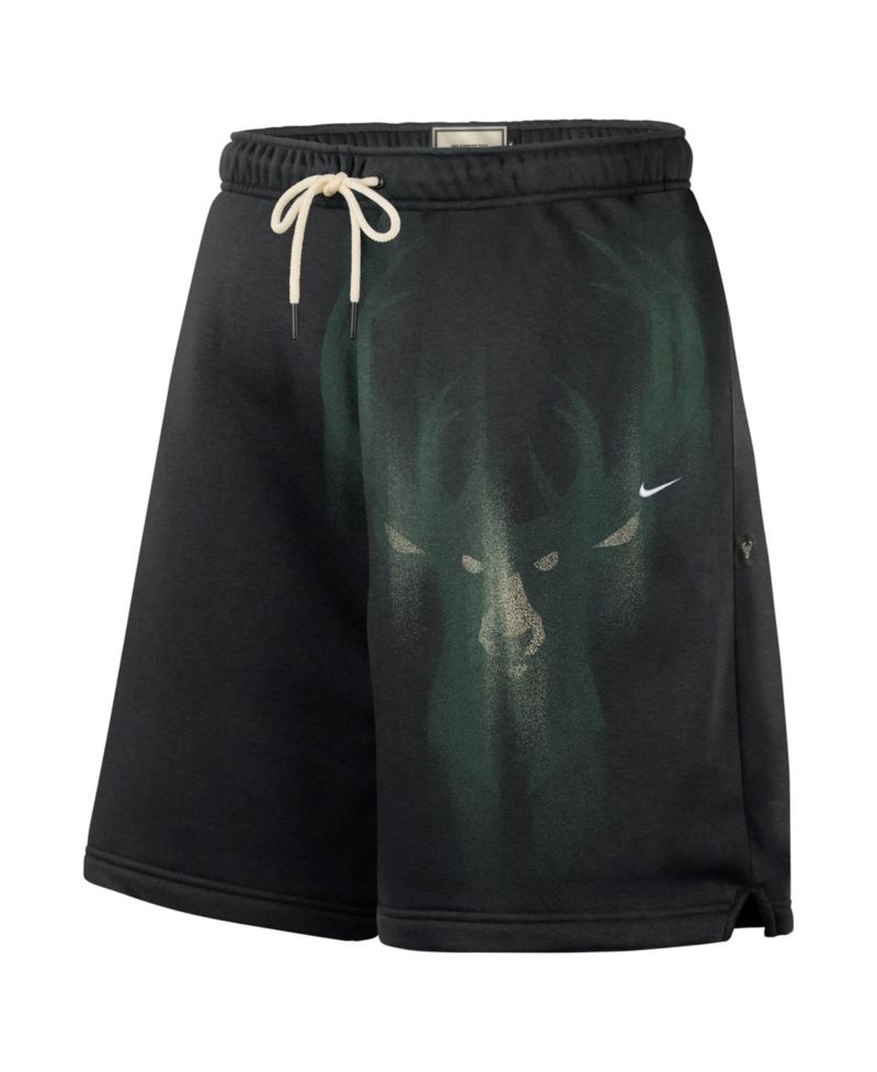 Men's Black Milwaukee Bucks 2026 Standard Issue Practice Icon Fleece Shorts