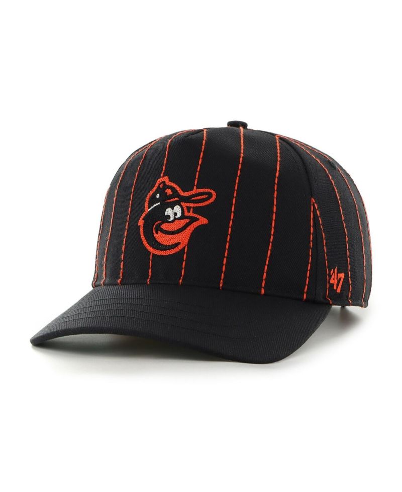 x Rawlings Men's Black Baltimore Orioles Pinstripe Hitch Adjustable Hat