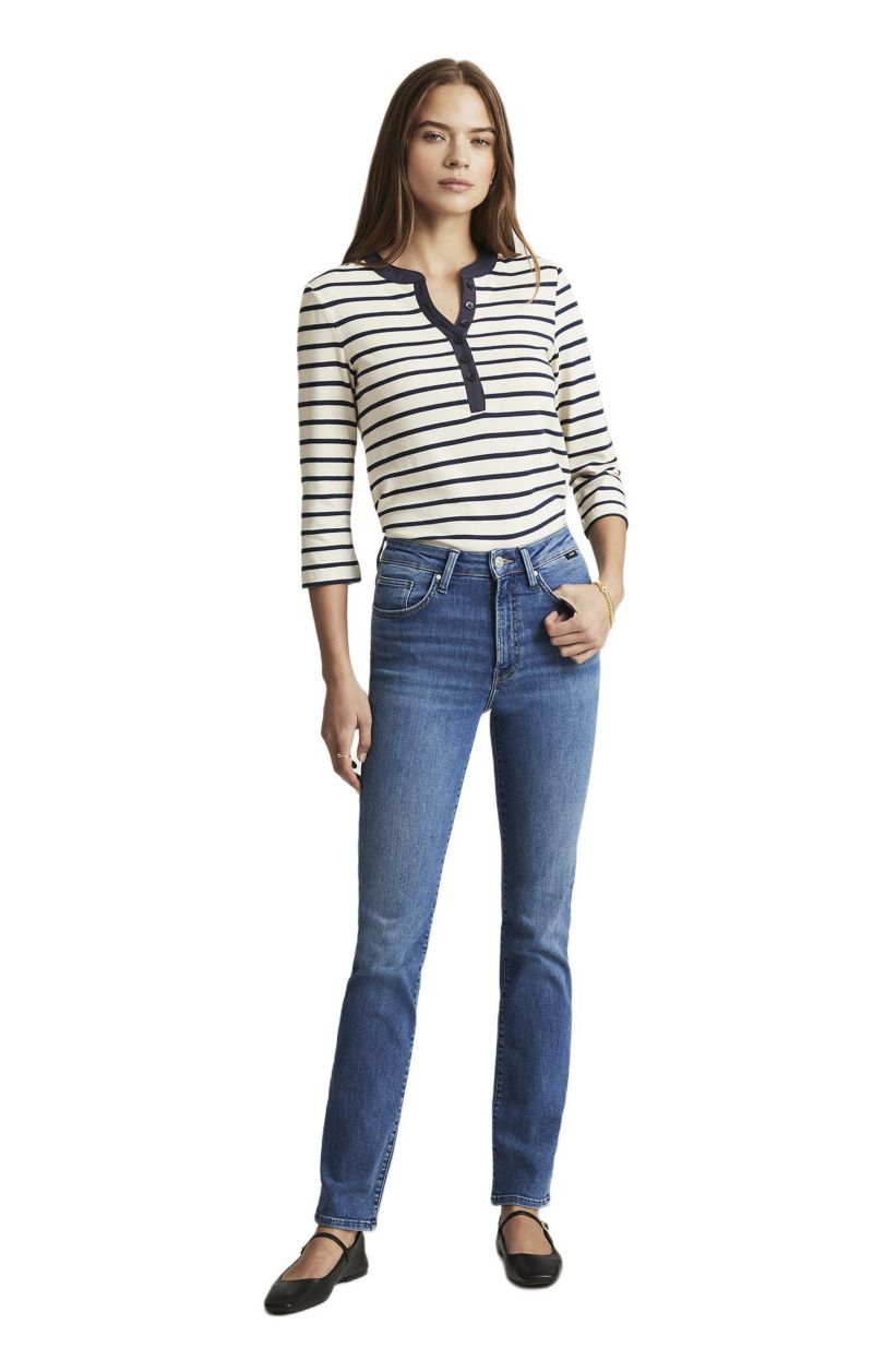 Women's Kendra Straight Leg In Mid Brushed Flex Denim