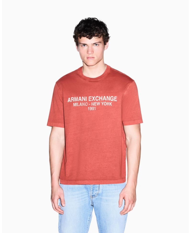 Men's Garment Dyed Vintage Wording T-Shirt