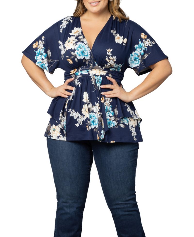 Plus Size Encore Short Sleeve Printed Top