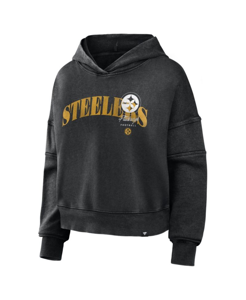 Women's Pittsburgh Steelers Counter Run Cropped Oversized-Fit Pullover Hoodie