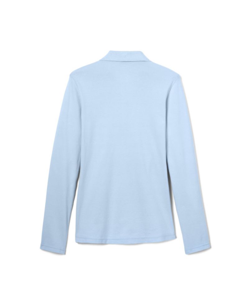 Little Girls Long Sleeve Stretch Pique Polo Shirt