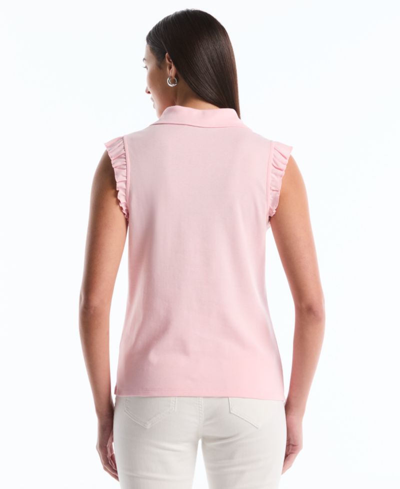 Petite Ruffle Sleeveless Polo Shirt