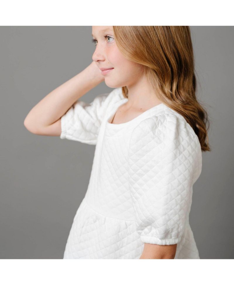 Toddler Girls Hope and Henry Quilted Puff Sleeve Dress