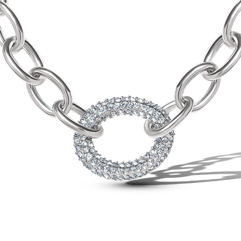 -Tone Oval PavÃ© Link Statement Necklace