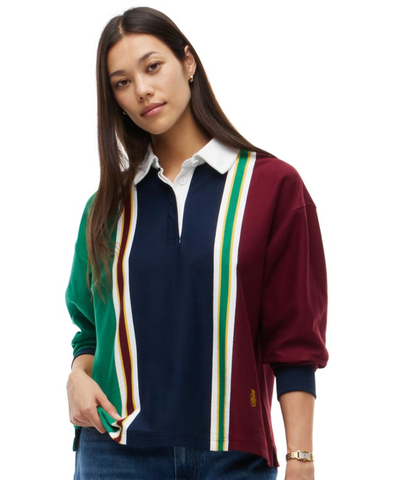 Women's American Icons Rugby Long-Sleeve Striped Polo Sweater