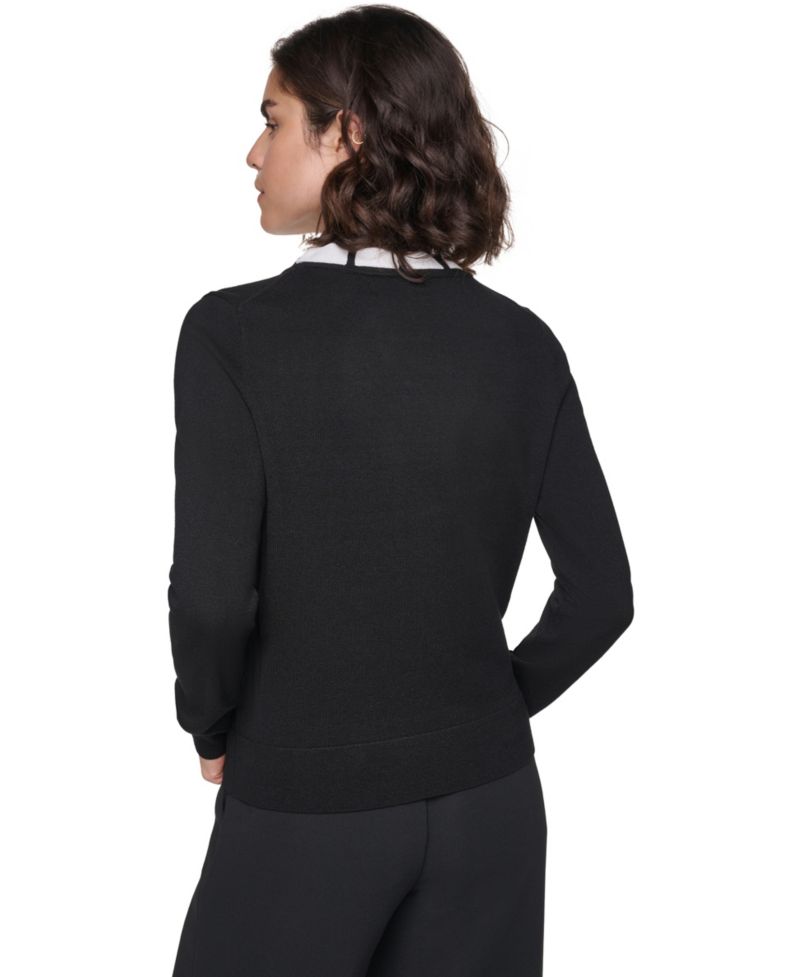 Women's Bow Front Crewneck Fitted Sweater