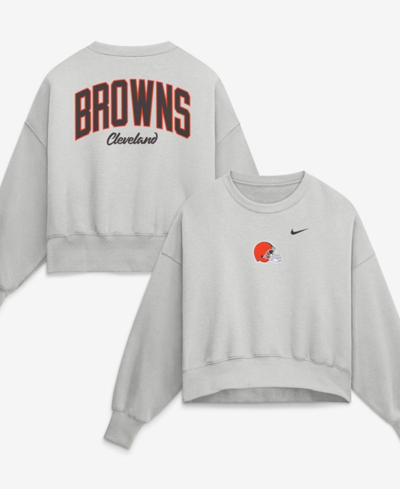 Women's Gray Cleveland Browns Oversized Primetime Phoenix Fleece Sweatshirt