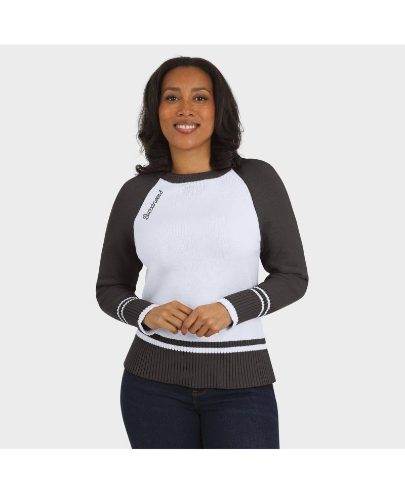 Women's White/Pewter Tampa Bay Buccaneers Color Block Raglan Sweater