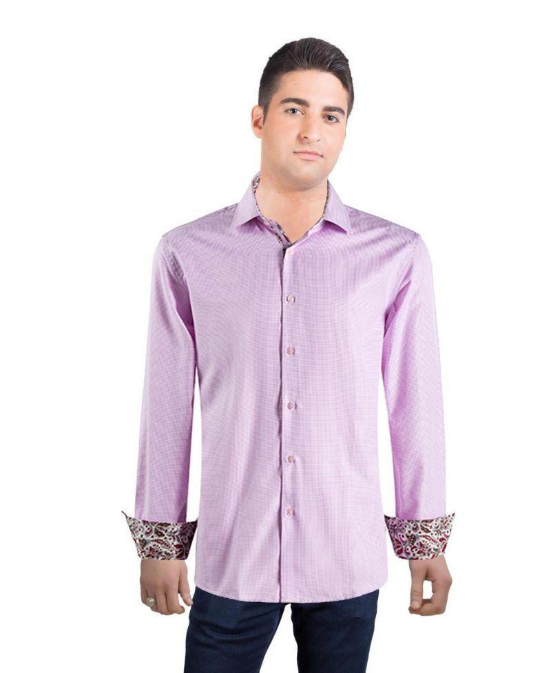 Men's Slim Fit Houndstooth Dress Shirt