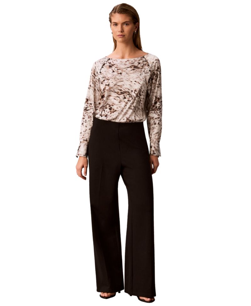 Petite Boat Neck Button-Front Long-Raglan-Sleeve Blouse