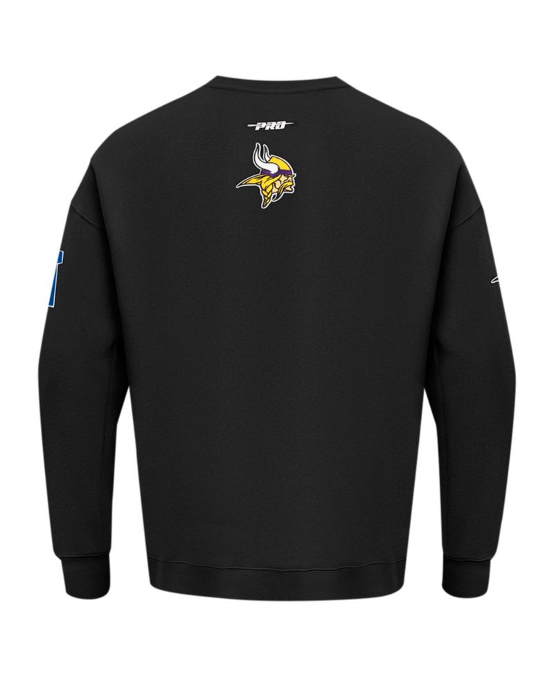 Men's Black Minnesota Vikings Turn It Up Drop Shoulder Pullover Sweatshirt