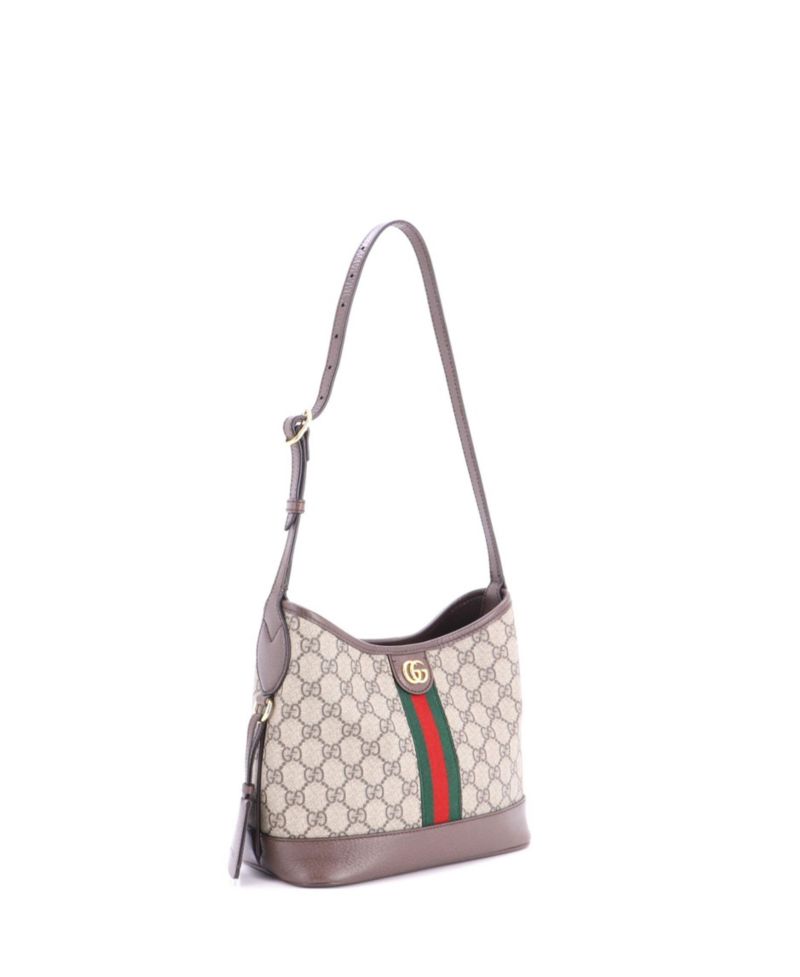 Small Ophidia Open Bucket Bag GG Coated Canvas with Leather