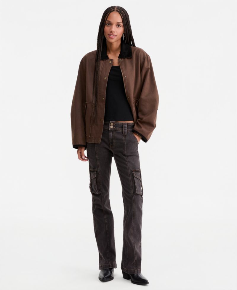 Women's Corduroy-Collar Short Wax Barn Jacket