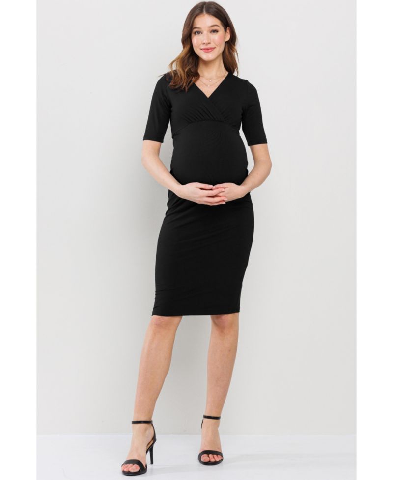 Women's Wrap V-Neck Nursing Midi Dress