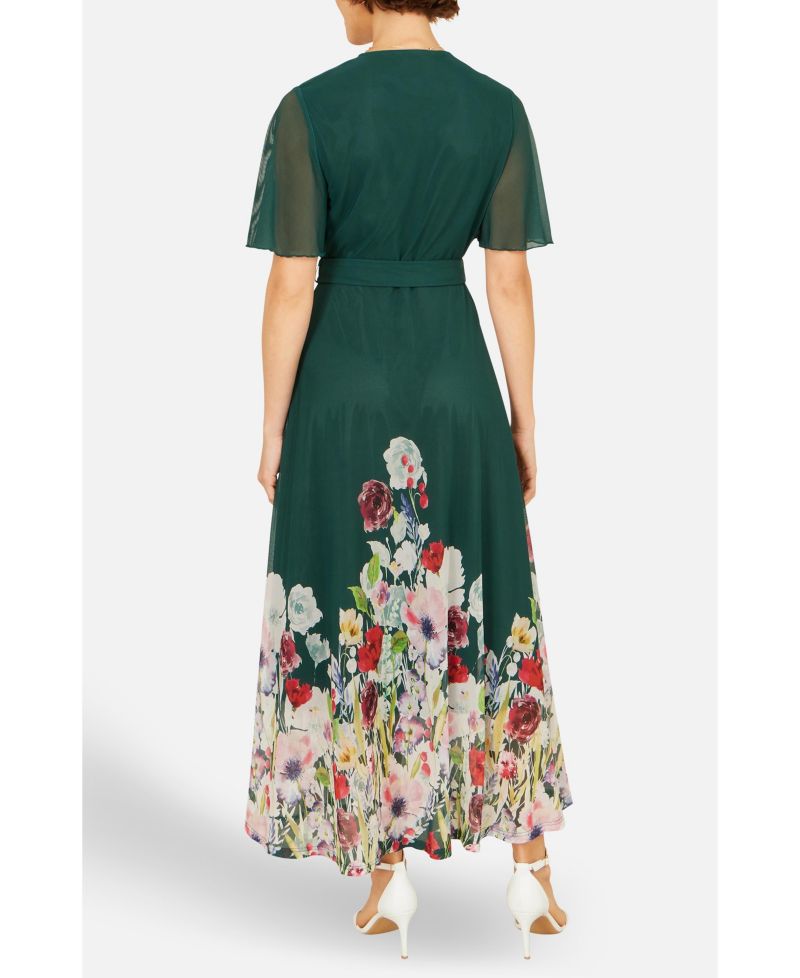 Women's Mesh Wrap Midi Dress
