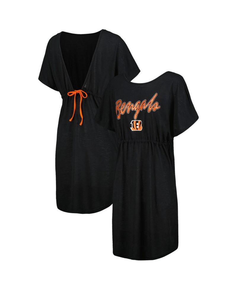 Women's Black Cincinnati Bengals Versus Swim Coverup