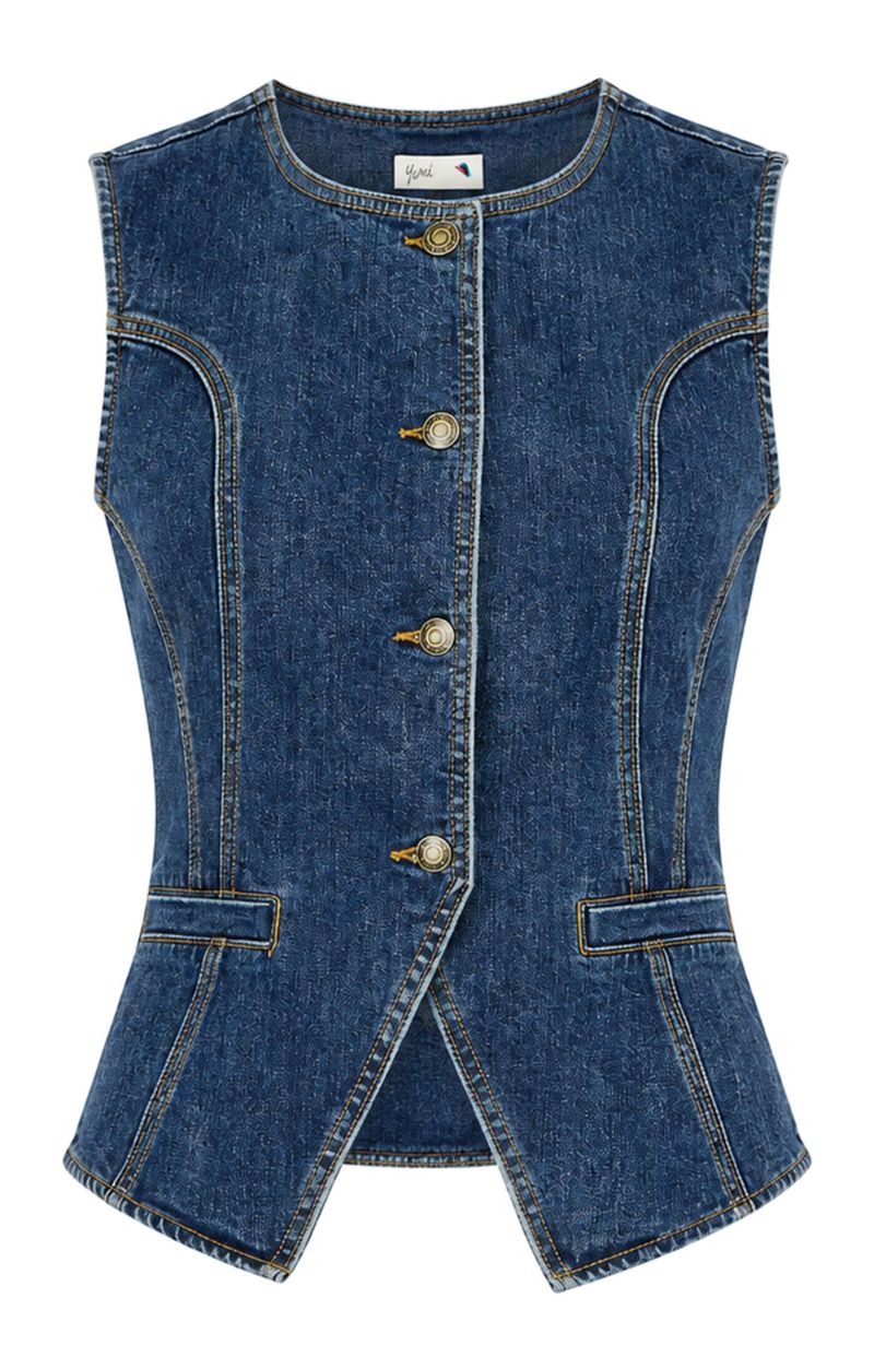 Women's Stretch Long Denim Waistcoat