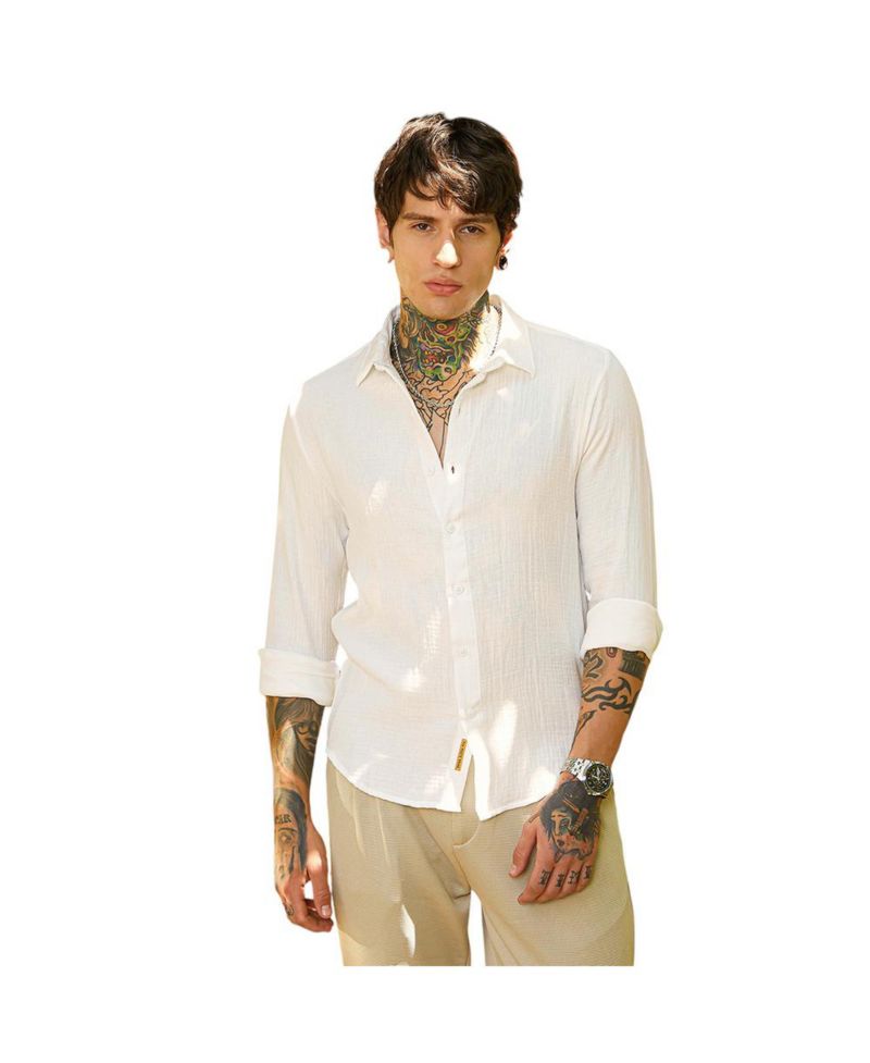 Men's Daisy White Breezy-Weave Shirt