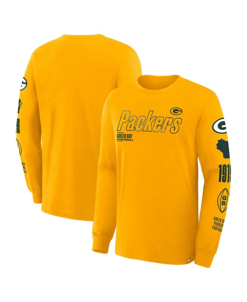 Men's Green Bay Packers Checkdown Pass Long-Sleeve Crew-Neck Classic-Fit T-Shirt