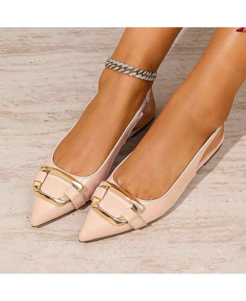 Women's Caeli Slingback Flats with Gold Tone Buckle