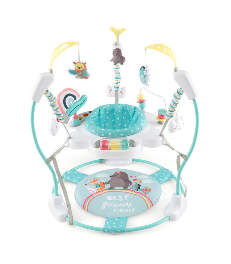 Height Adjustable Baby Activity Center with Interactive Toys and Bouncing Seat