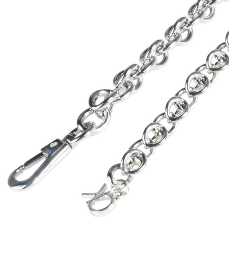 Women's Silver-Tone Chain Belt with Hanging Logo Charm