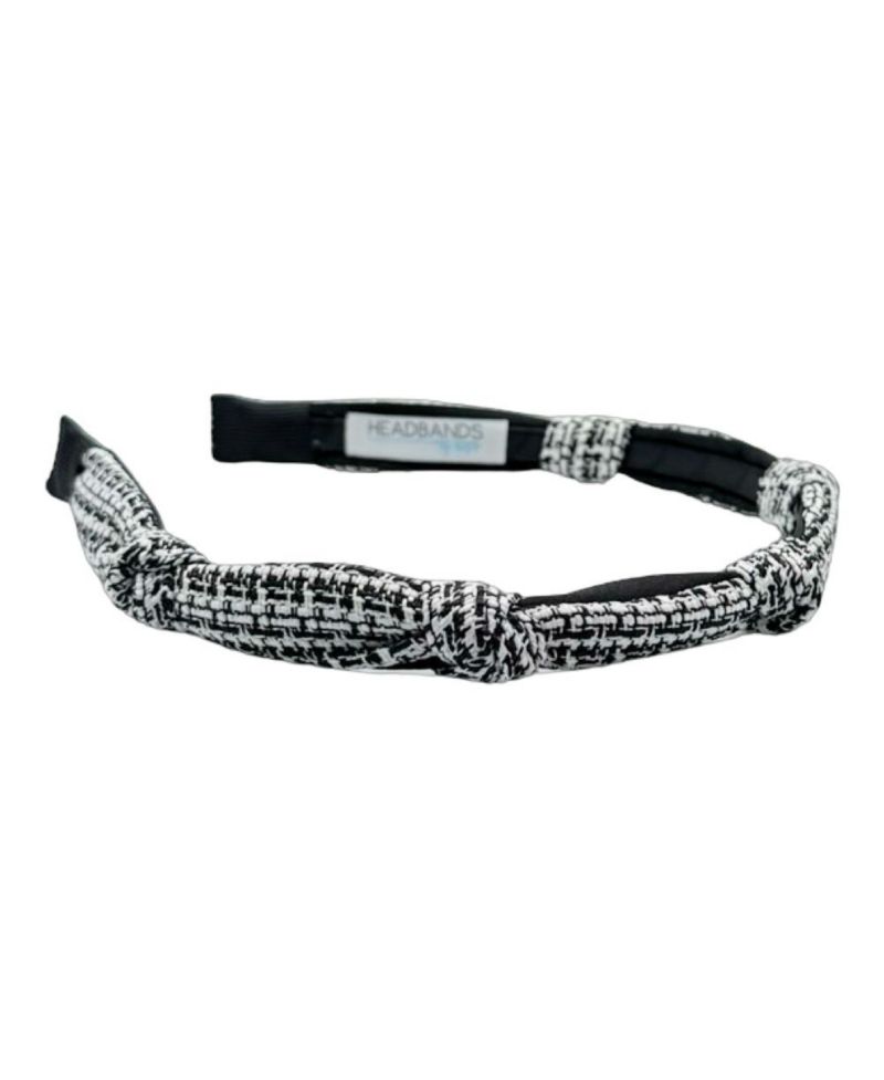 Women's Knotted Tweed Headband - Black Ivory