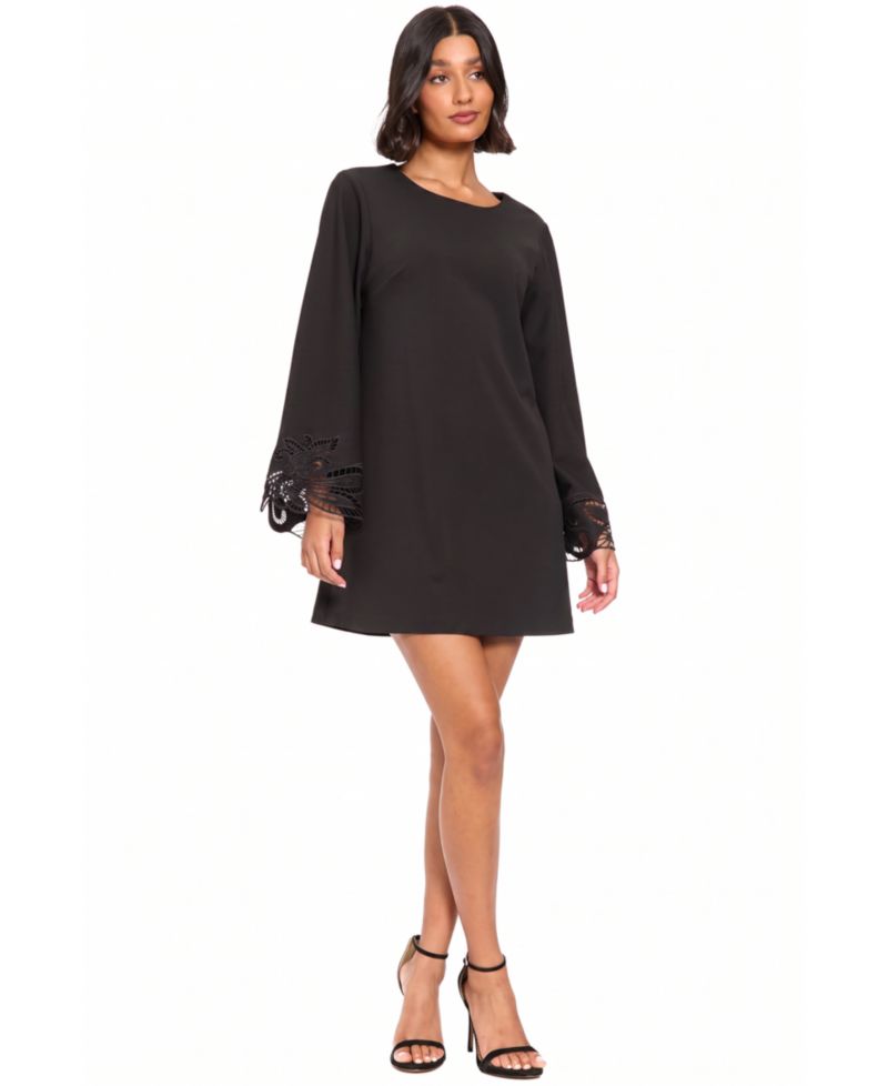 Petite Embroidered A-Line Bell Sleeve Dress
