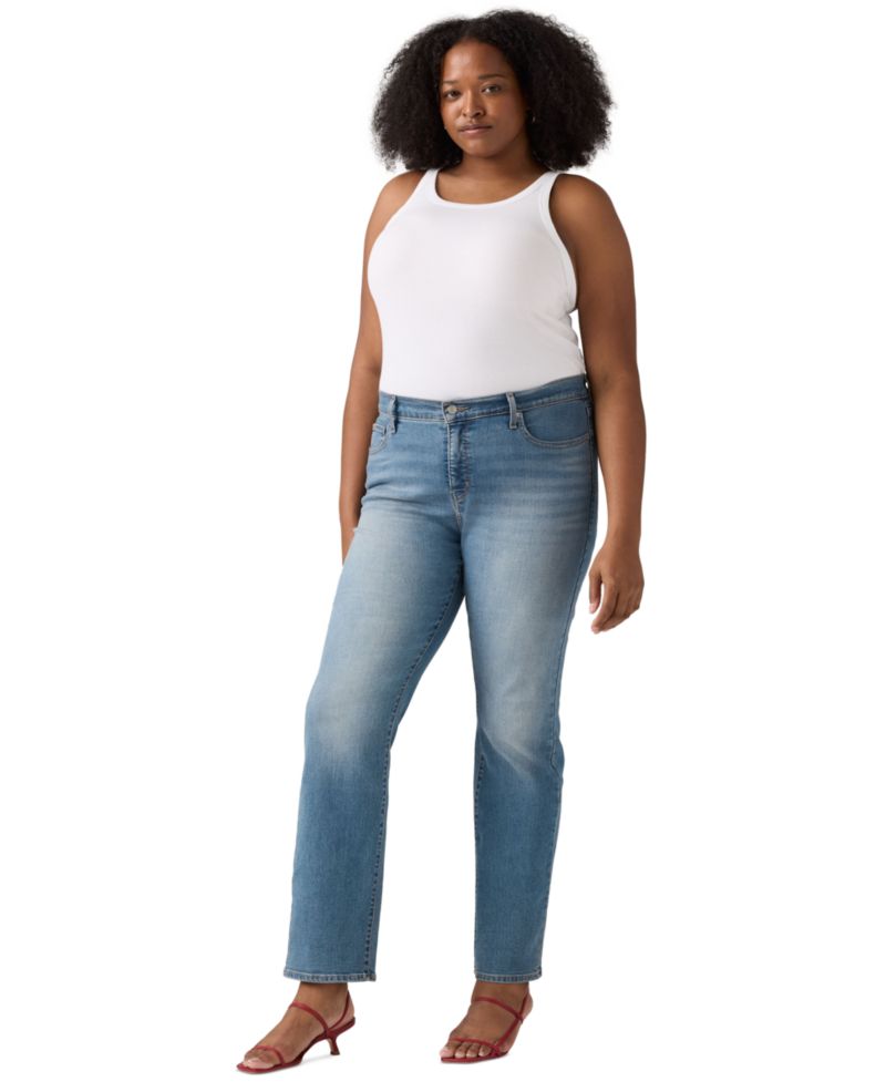 Trendy Plus Size 314 Mid-Rise Shaping Straight-Leg Jeans