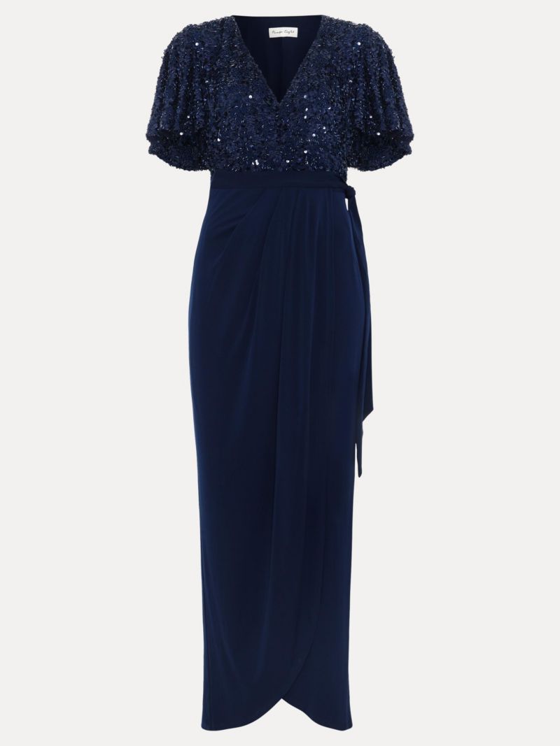 Women's Janessa Sequin Wrap Maxi Dress