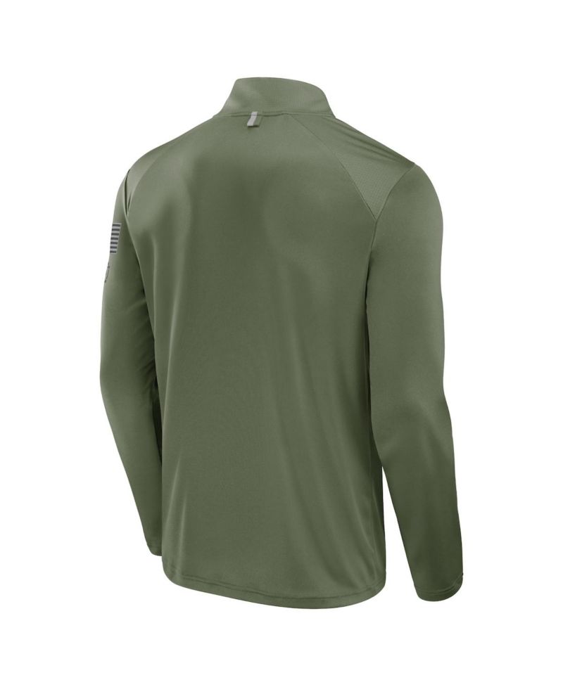 Men's Olive Wisconsin Badgers OHT Military Appreciation Defender Quarter-Zip Jacket