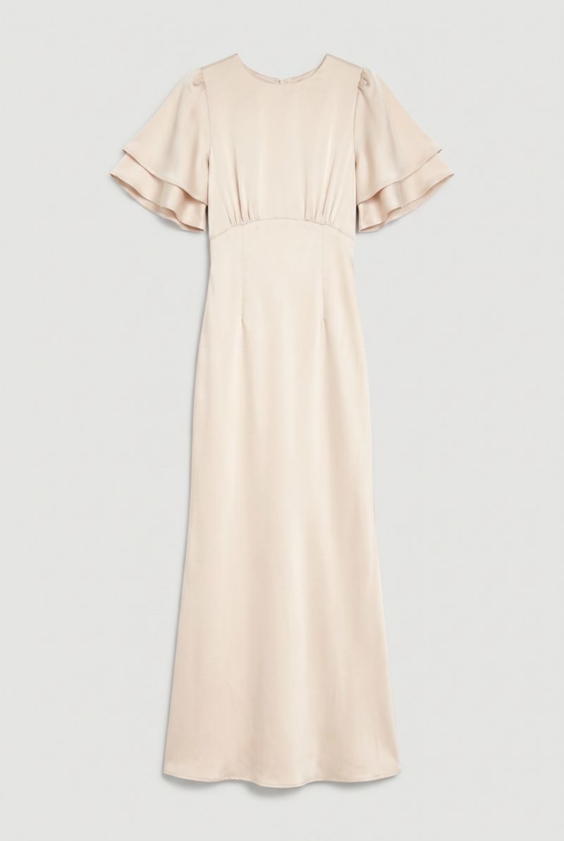 Women's High Neck Crepe Maxi Dress