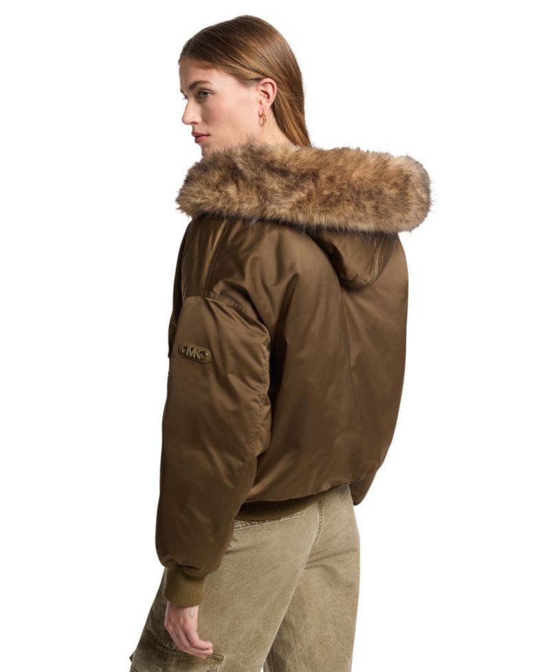 Women's Hooded Down Insulated Bomber Jacket