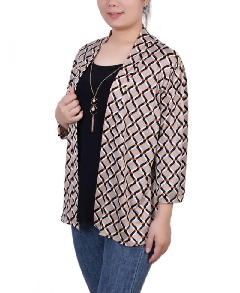 Women's 3/4 Sleeve Two-Fer Top