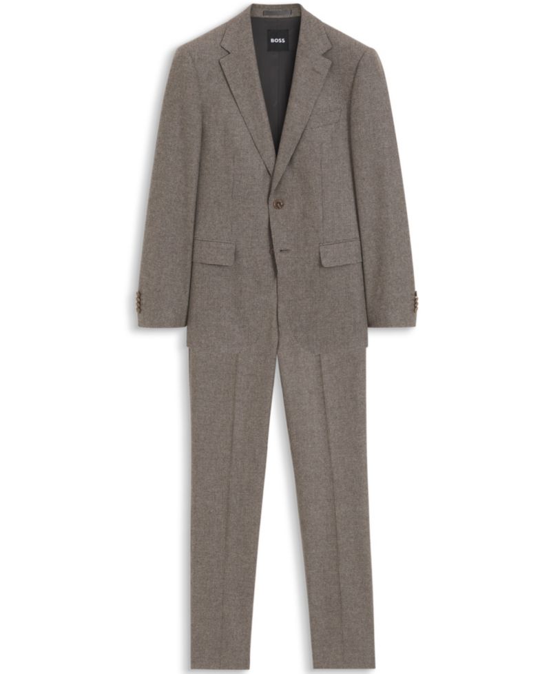 Men's Virgin Wool Slim-Fit Patterned Suit